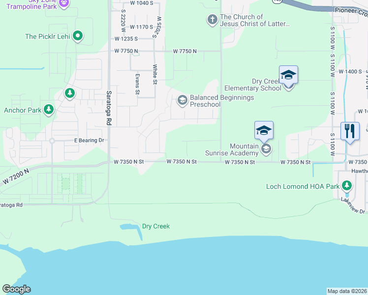 map of restaurants, bars, coffee shops, grocery stores, and more near West Mia Lane in Saratoga Springs