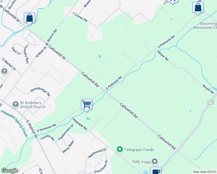 map of restaurants, bars, coffee shops, grocery stores, and more near 420 South Perkasie Road in Perkasie