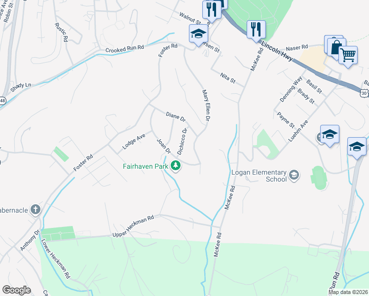 map of restaurants, bars, coffee shops, grocery stores, and more near 787 Dichicco Drive in North Versailles