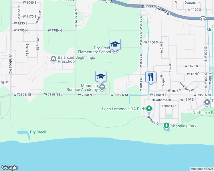 map of restaurants, bars, coffee shops, grocery stores, and more near 207 North Husker Lane in Saratoga Springs