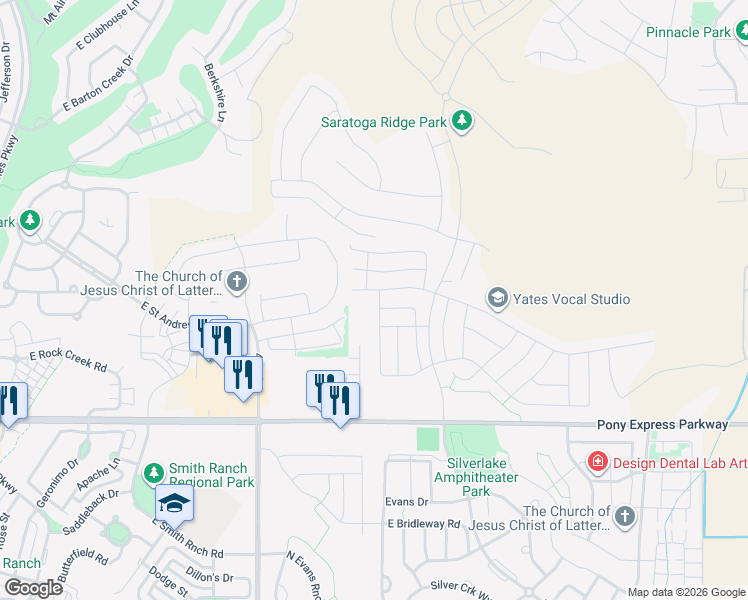 map of restaurants, bars, coffee shops, grocery stores, and more near 1831 Newcastle Lane in Saratoga Springs