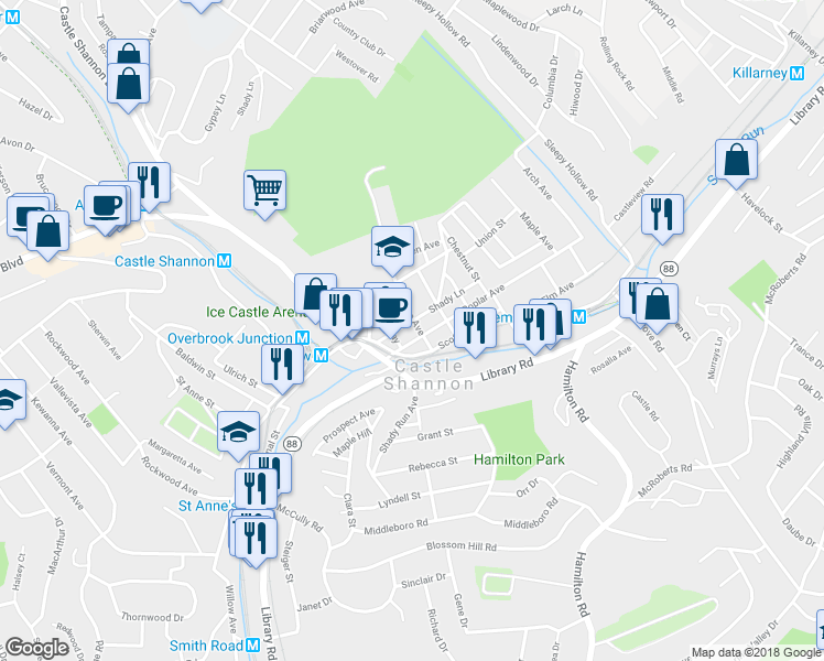 map of restaurants, bars, coffee shops, grocery stores, and more near 938 Pine Avenue in Pittsburgh