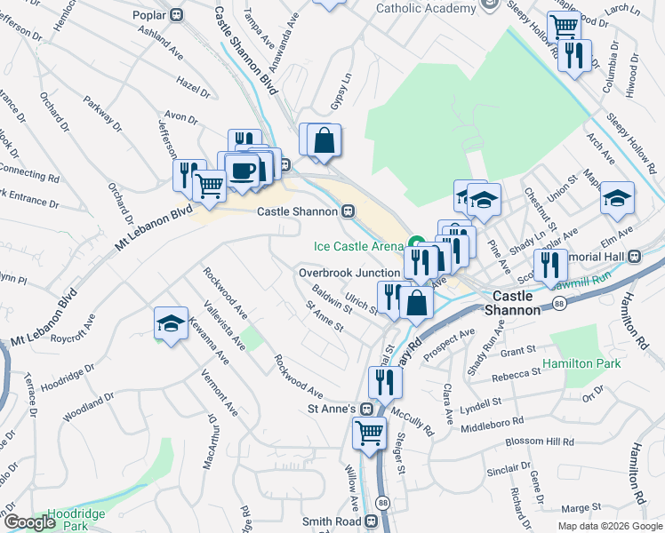 map of restaurants, bars, coffee shops, grocery stores, and more near 840 Bockstoce Avenue in Pittsburgh