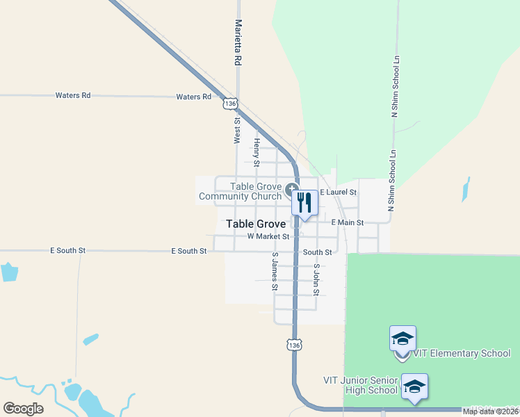 map of restaurants, bars, coffee shops, grocery stores, and more near 204-216 W Liberty St in Table Grove