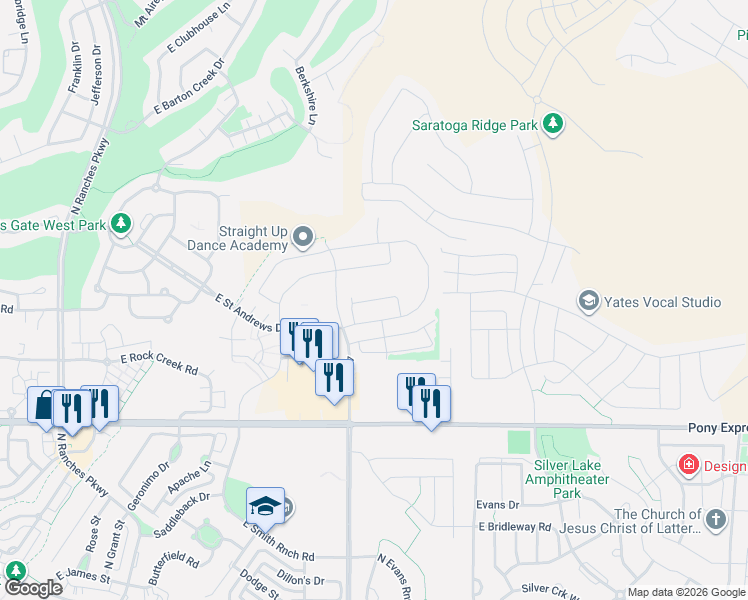 map of restaurants, bars, coffee shops, grocery stores, and more near 1610 East Center Pointe Drive in Lehi