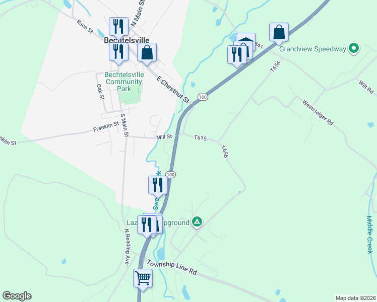 map of restaurants, bars, coffee shops, grocery stores, and more near 24 Meitzler Road in Bechtelsville