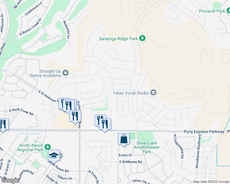 map of restaurants, bars, coffee shops, grocery stores, and more near 1813 West Newcastle Lane in Eagle Mountain