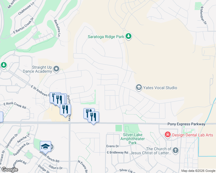 map of restaurants, bars, coffee shops, grocery stores, and more near 1831 Newcastle Lane in Saratoga Springs