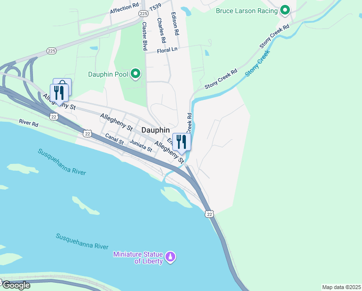 map of restaurants, bars, coffee shops, grocery stores, and more near 207 Erie Street in Dauphin
