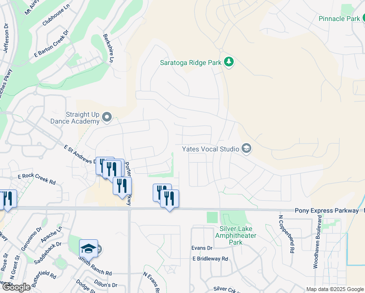 map of restaurants, bars, coffee shops, grocery stores, and more near 1813 West Newcastle Lane in Eagle Mountain