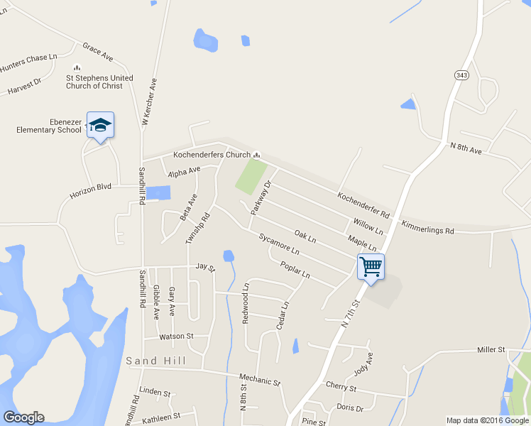map of restaurants, bars, coffee shops, grocery stores, and more near 933 Oak Lane in Lebanon