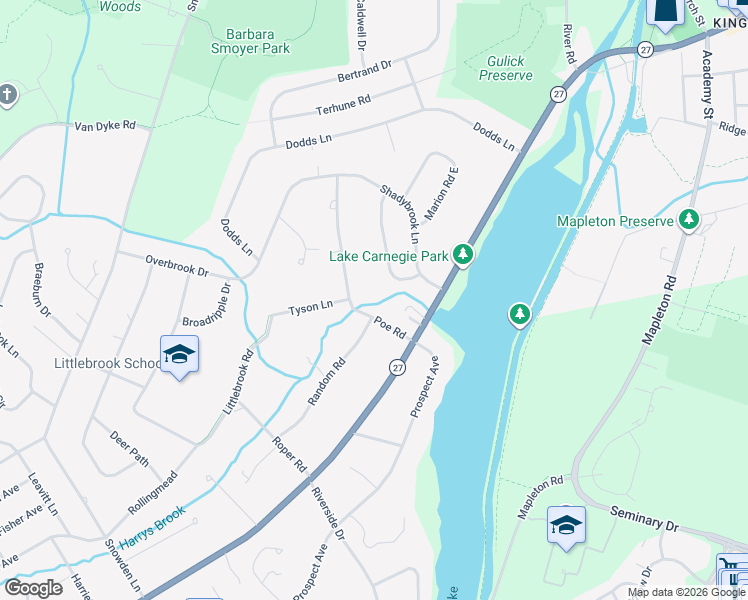 map of restaurants, bars, coffee shops, grocery stores, and more near 39 Poe Road in Princeton