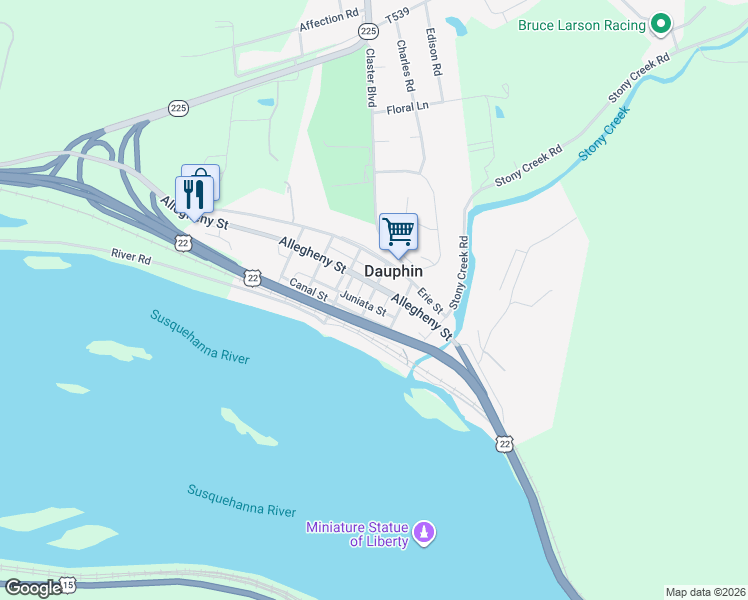 map of restaurants, bars, coffee shops, grocery stores, and more near 303 Swatara Street in Dauphin