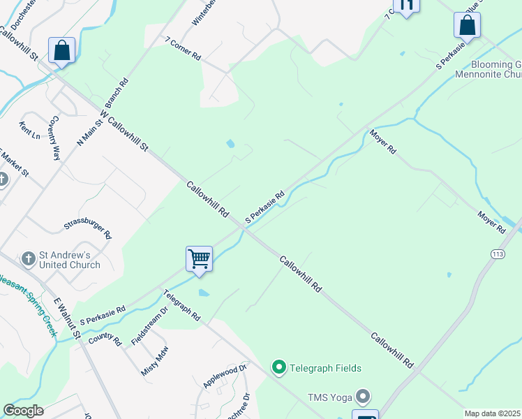 map of restaurants, bars, coffee shops, grocery stores, and more near 434 Arbor Boulevard in Perkasie