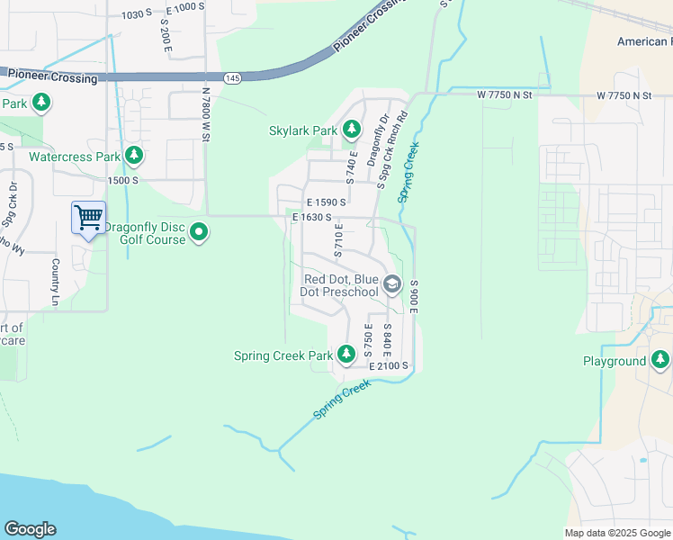map of restaurants, bars, coffee shops, grocery stores, and more near 708 Sandhill Ct in Lehi