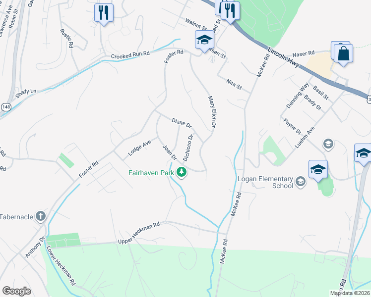 map of restaurants, bars, coffee shops, grocery stores, and more near 787 Dichicco Drive in North Versailles