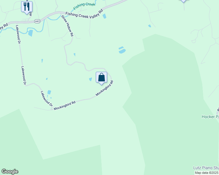 map of restaurants, bars, coffee shops, grocery stores, and more near 2350 Mockingbird Road in Harrisburg
