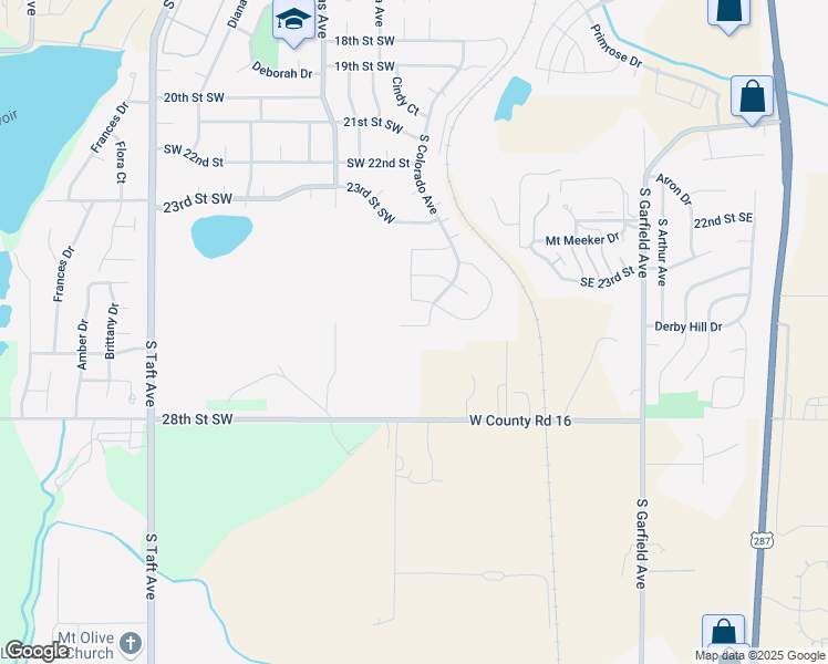map of restaurants, bars, coffee shops, grocery stores, and more near 660 26th Street Southwest in Loveland