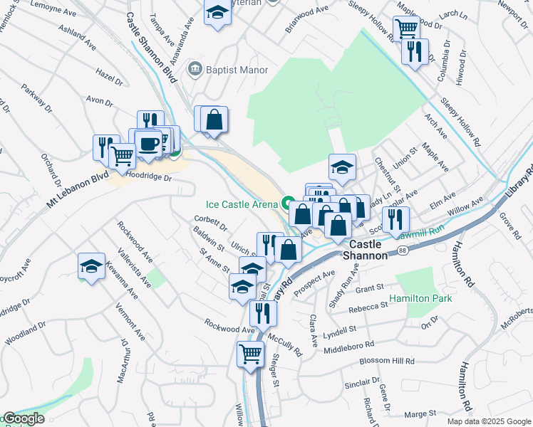 map of restaurants, bars, coffee shops, grocery stores, and more near 921 Bockstoce Avenue in Pittsburgh