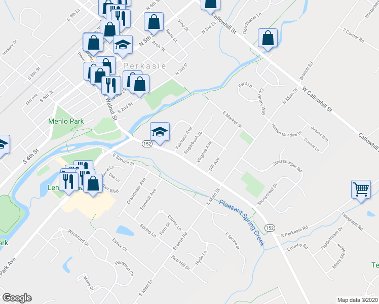 map of restaurants, bars, coffee shops, grocery stores, and more near 139 Sugarbush Drive in Perkasie