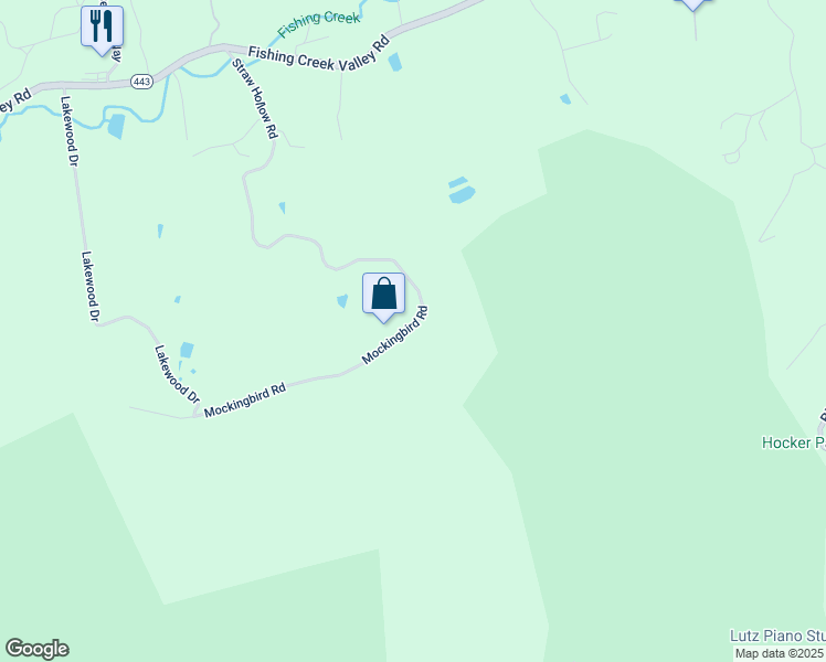 map of restaurants, bars, coffee shops, grocery stores, and more near 2350 Mockingbird Road in Harrisburg