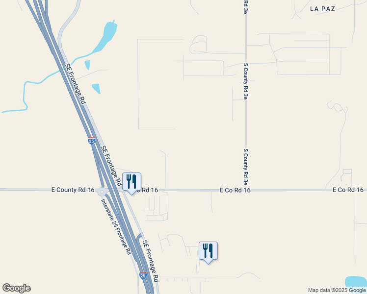 map of restaurants, bars, coffee shops, grocery stores, and more near 6683 East Co Road 16 in Johnstown