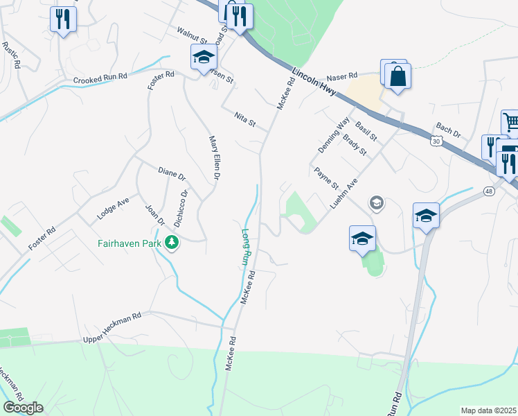 map of restaurants, bars, coffee shops, grocery stores, and more near 322 McKee Road in North Versailles