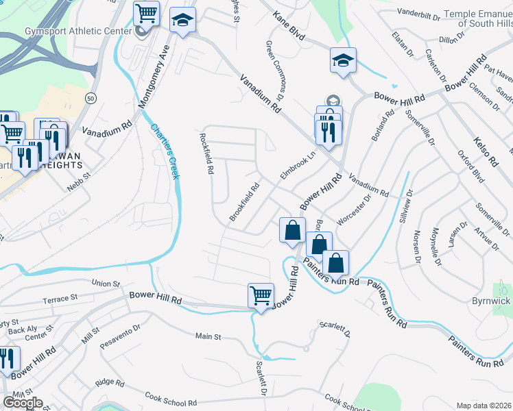 map of restaurants, bars, coffee shops, grocery stores, and more near 2034 Elmbrook Ln in Pittsburgh