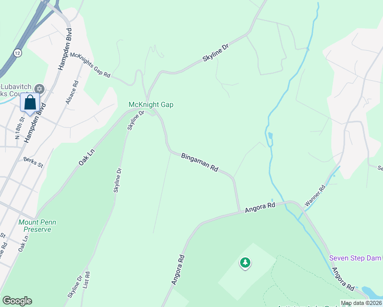 map of restaurants, bars, coffee shops, grocery stores, and more near 120 Bingaman Road in Reading