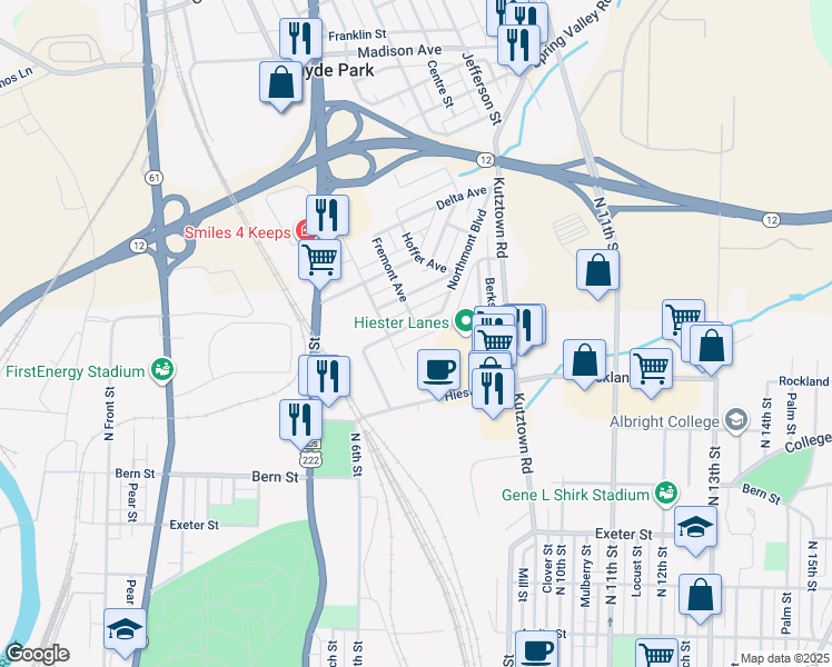 map of restaurants, bars, coffee shops, grocery stores, and more near 622 Alton Avenue in Reading