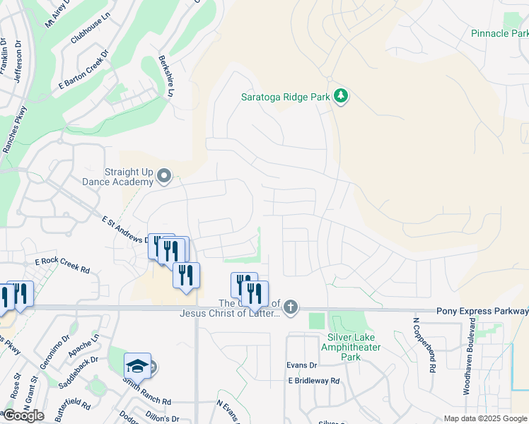 map of restaurants, bars, coffee shops, grocery stores, and more near 1834 West Newcastle Lane in Eagle Mountain