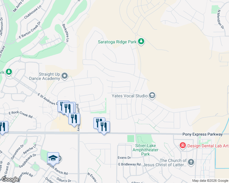 map of restaurants, bars, coffee shops, grocery stores, and more near 1806 West Newcastle Lane in Eagle Mountain