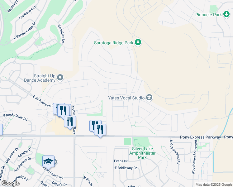 map of restaurants, bars, coffee shops, grocery stores, and more near 1831 Newcastle Lane in Saratoga Springs