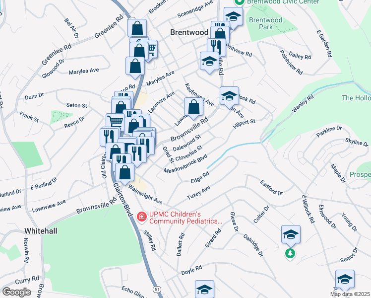 map of restaurants, bars, coffee shops, grocery stores, and more near 4009 Dalewood Street in Pittsburgh
