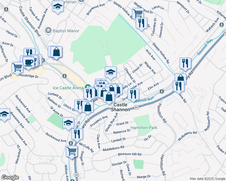 map of restaurants, bars, coffee shops, grocery stores, and more near 938 Pine Avenue in Pittsburgh