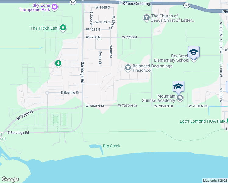 map of restaurants, bars, coffee shops, grocery stores, and more near 9372 West 7350 North in Lehi