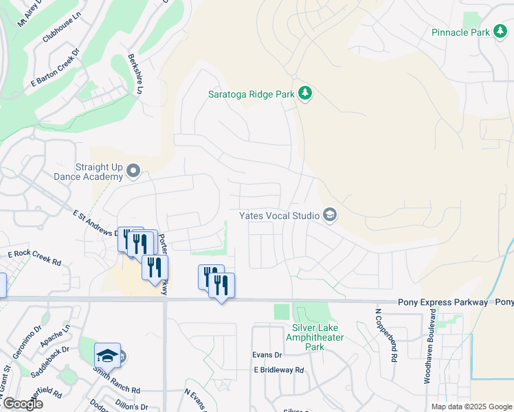 map of restaurants, bars, coffee shops, grocery stores, and more near 1831 Newcastle Lane in Saratoga Springs