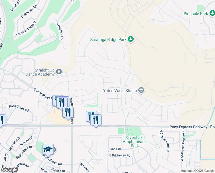 map of restaurants, bars, coffee shops, grocery stores, and more near 1831 Newcastle Lane in Saratoga Springs