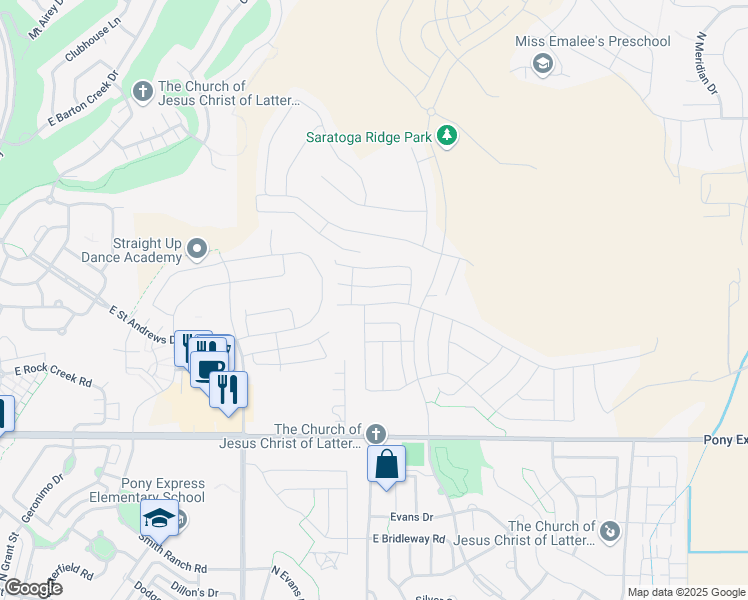 map of restaurants, bars, coffee shops, grocery stores, and more near 1776 West Newcastle Lane in Eagle Mountain