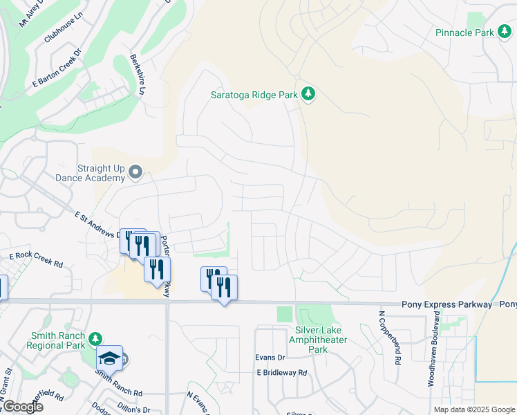 map of restaurants, bars, coffee shops, grocery stores, and more near 1776 West Newcastle Lane in Eagle Mountain
