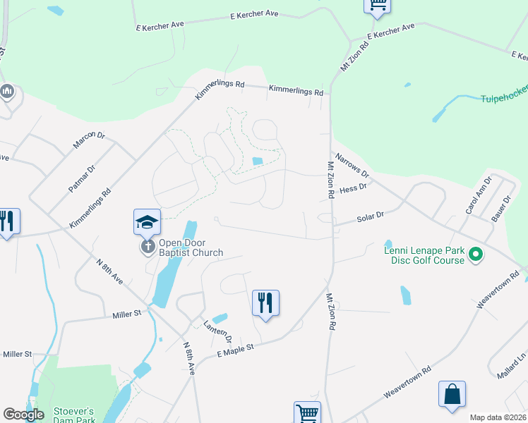 map of restaurants, bars, coffee shops, grocery stores, and more near 930 Sweetbay Lane in Lebanon