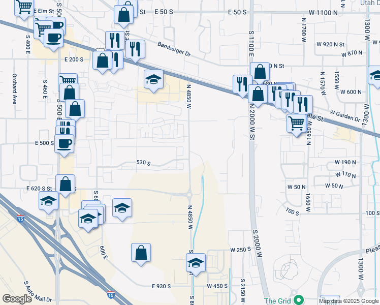 map of restaurants, bars, coffee shops, grocery stores, and more near 512 South 860 East Street in American Fork