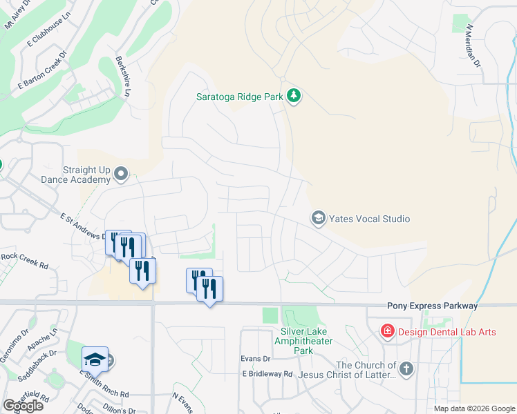 map of restaurants, bars, coffee shops, grocery stores, and more near 202 Valcrest Drive in Saratoga Springs