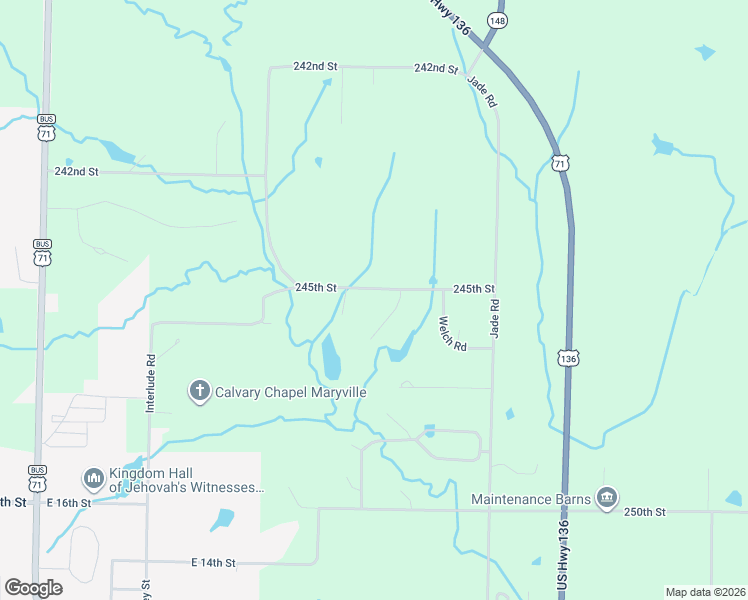 map of restaurants, bars, coffee shops, grocery stores, and more near Paradise Drive in Maryville