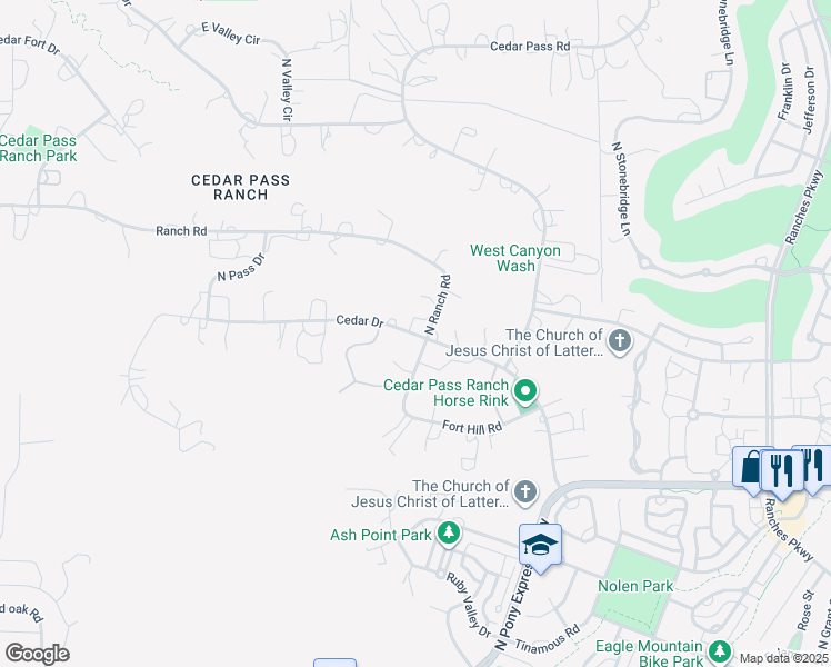 map of restaurants, bars, coffee shops, grocery stores, and more near 2871 Cedar Drive in Eagle Mountain