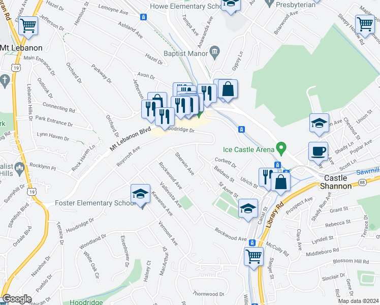 map of restaurants, bars, coffee shops, grocery stores, and more near 805 Baldwin Street in Pittsburgh