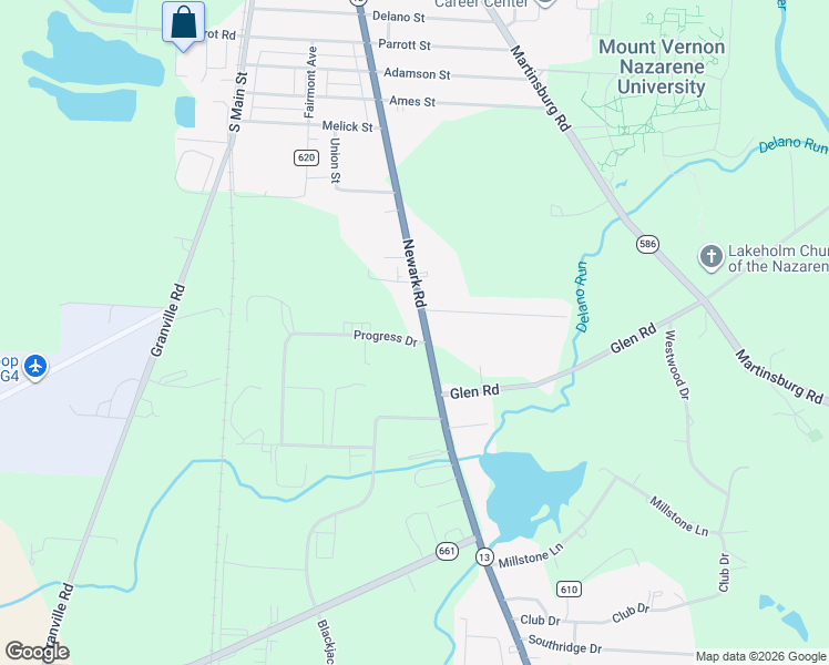 map of restaurants, bars, coffee shops, grocery stores, and more near 1199 Newark Road in Mount Vernon