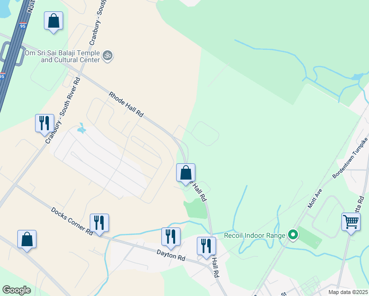 map of restaurants, bars, coffee shops, grocery stores, and more near 239 Rhode Hall Road in Monroe Township