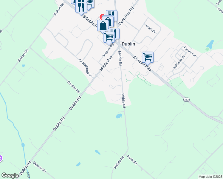 map of restaurants, bars, coffee shops, grocery stores, and more near 160 Middle Road in Dublin