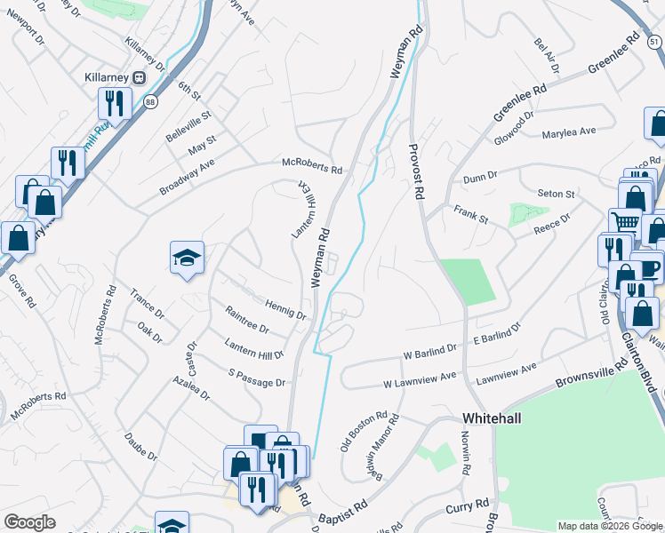 map of restaurants, bars, coffee shops, grocery stores, and more near 207 Doris Drive in Pittsburgh